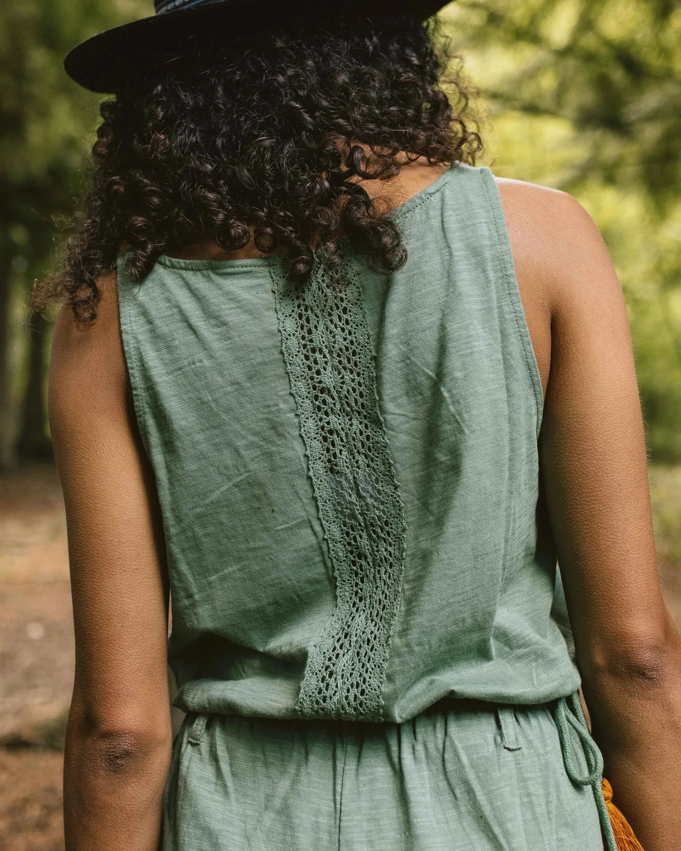 Eva Recycelter Baumwolle Jumpsuit - Dunkles Efeu