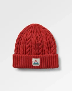 Fireside Recycelter Zopfmuster-Beanie - Roter Ocker