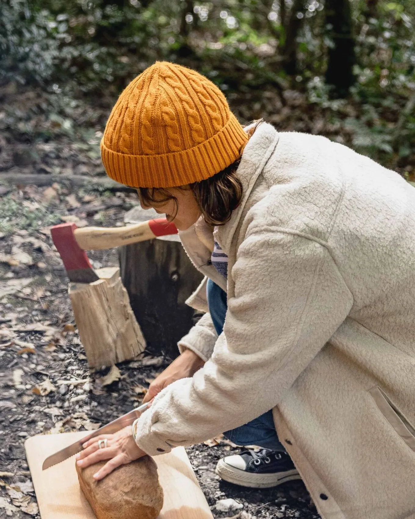 Fireside Recycelter Zopfmuster-Beanie - Sonnenaufgang Orange