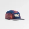 Fixie Recyceltes Flanell 5-Panel-Cap - Reiches Marineblau/ Roter Ocker Karo