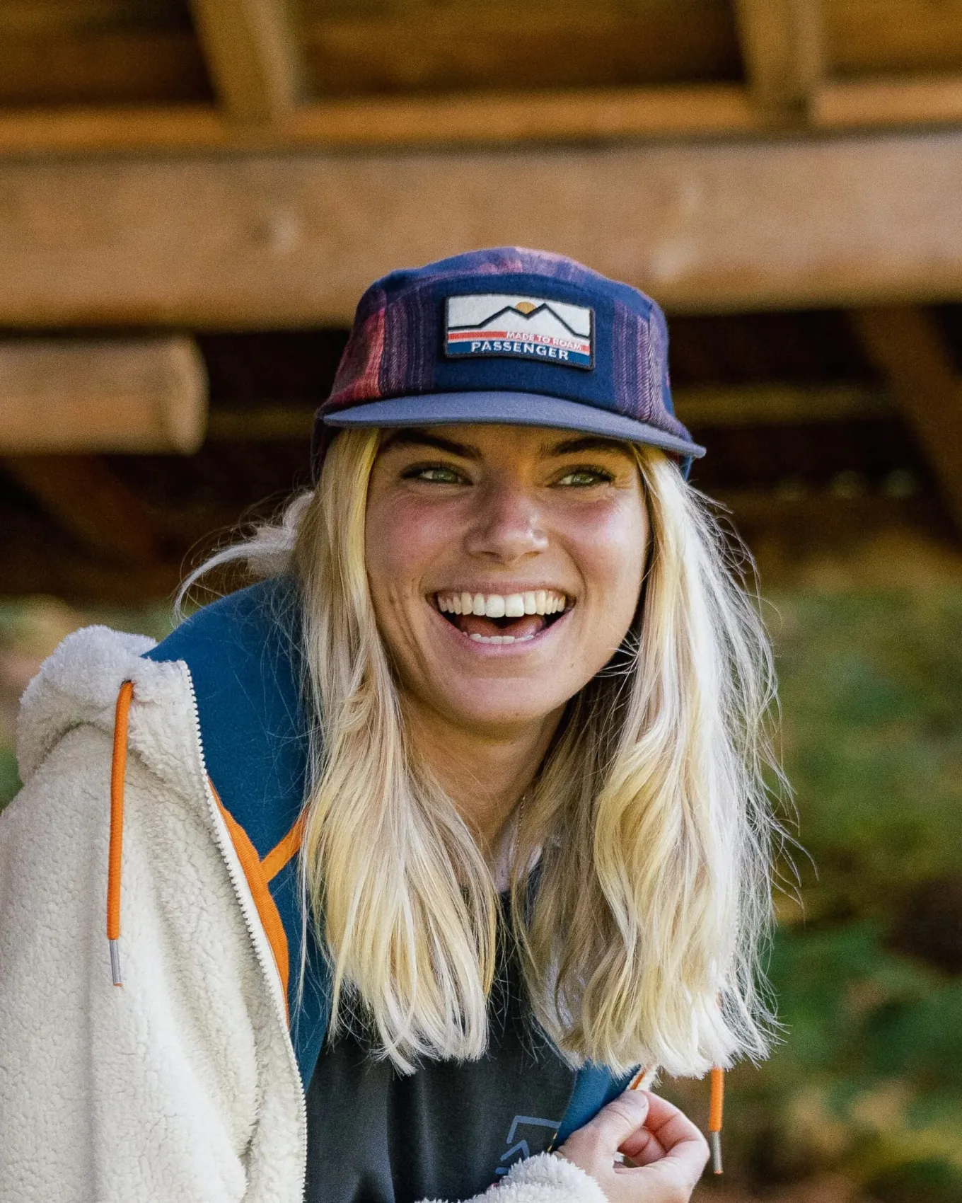 Fixie Recyceltes Flanell 5-Panel-Cap - Reiches Marineblau/ Roter Ocker Karo