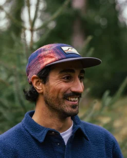 Fixie Recyceltes Flanell 5-Panel-Cap - Reiches Marineblau/ Roter Ocker Karo
