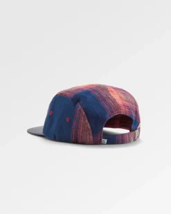 Fixie Recyceltes Flanell 5-Panel-Cap - Reiches Marineblau/ Roter Ocker Karo