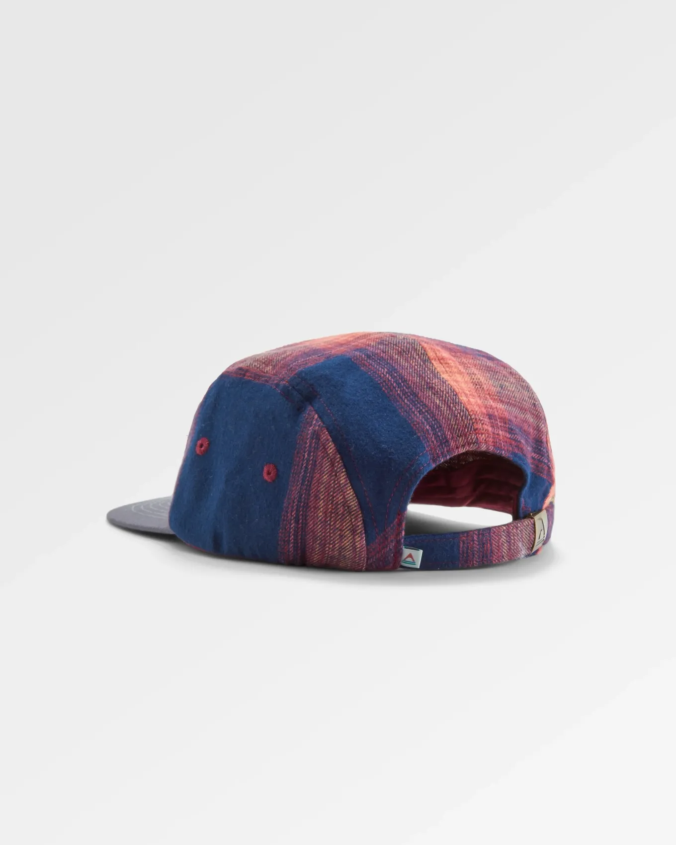 Fixie Recyceltes Flanell 5-Panel-Cap - Reiches Marineblau/ Roter Ocker Karo