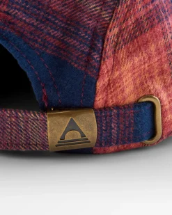 Fixie Recyceltes Flanell 5-Panel-Cap - Reiches Marineblau/ Roter Ocker Karo