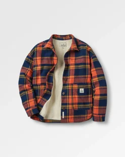 Flint Bio-Baumwoll Overshirt - Tiefes Marineblau/Verbranntes Orange