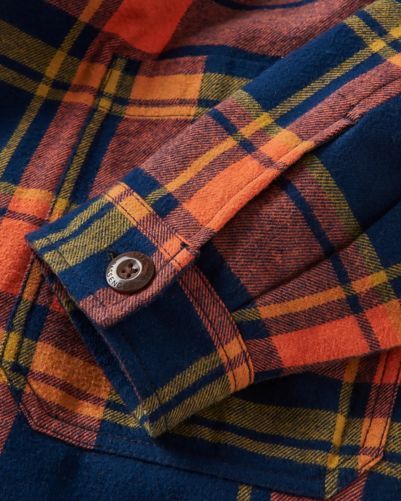 Flint Bio-Baumwoll Overshirt - Tiefes Marineblau/Verbranntes Orange