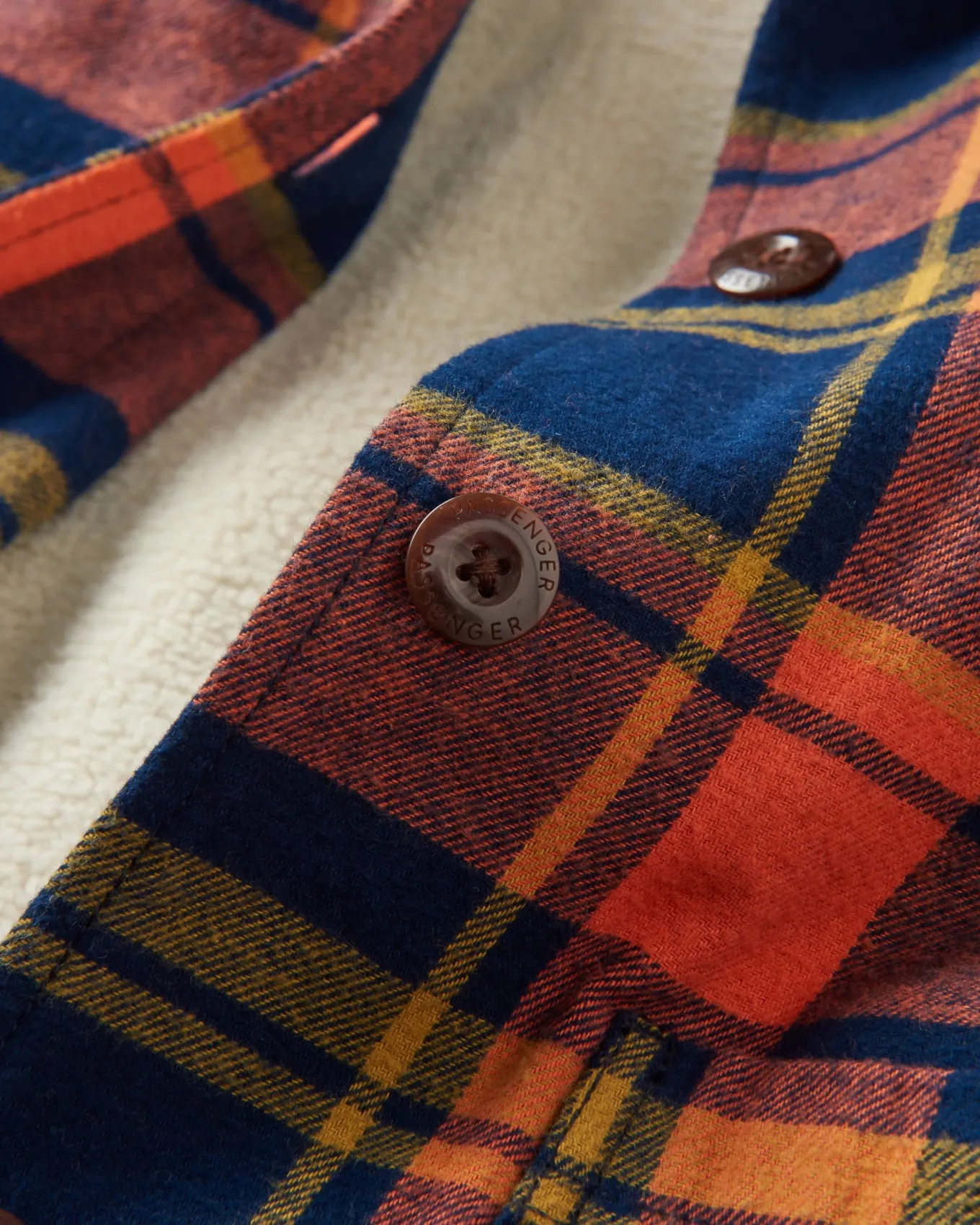 Flint Bio-Baumwoll Overshirt - Tiefes Marineblau/Verbranntes Orange