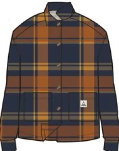 Flint Bio-Baumwoll Overshirt - Tiefes Marineblau/Verbranntes Orange