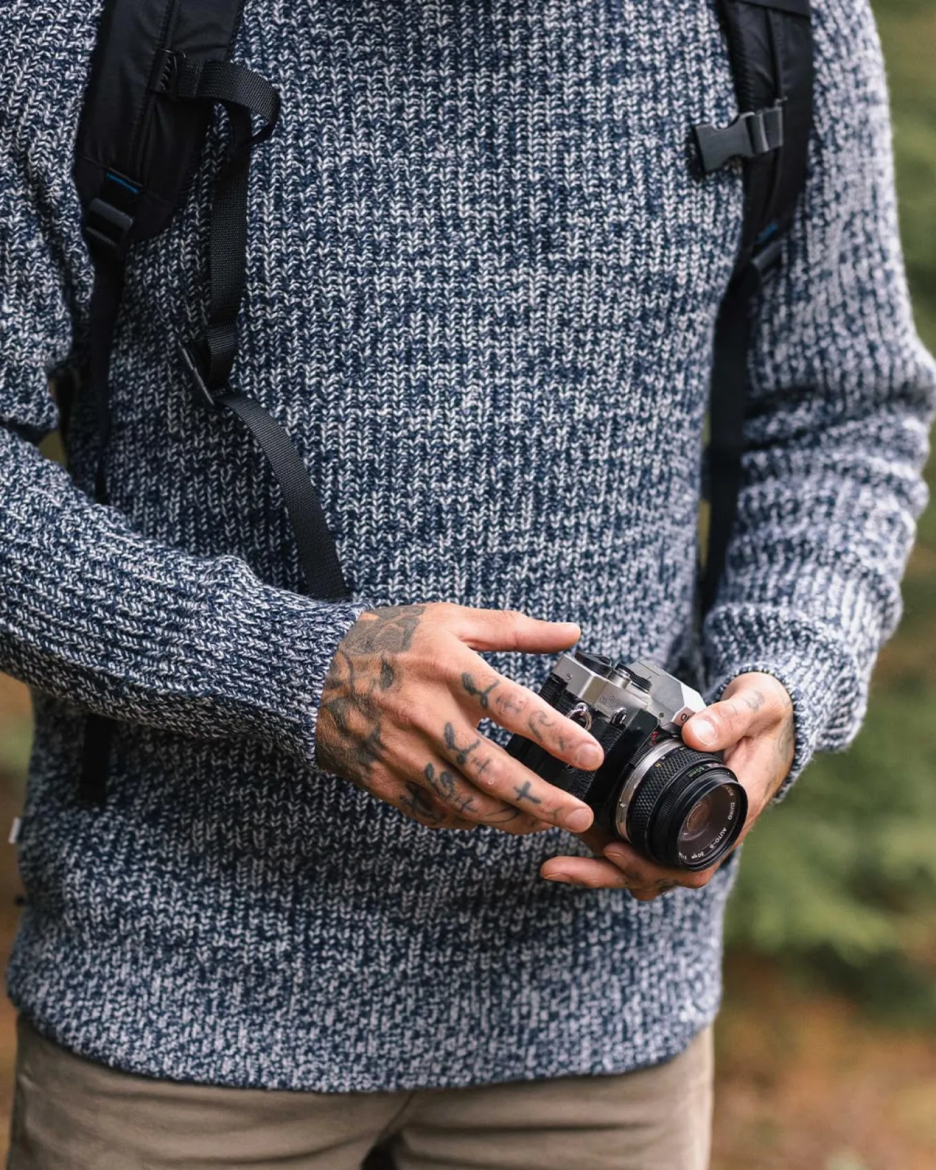 Fog Recycelter Gestrickter Pullover - Graumeliert