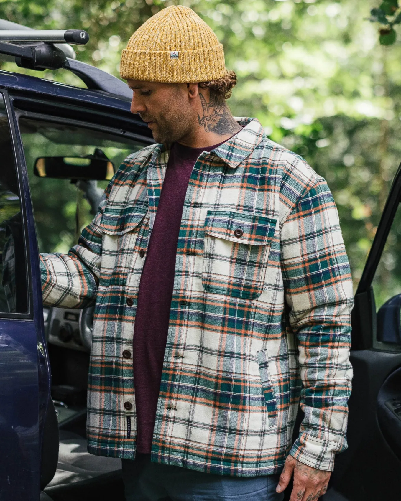 Freestyle Sherpa-gefüttertes Overshirt - Birke/Regenwald-Karo