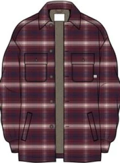 Freestyle Sherpa-gefüttertes Overshirt - Wein/Reiches Marineblau Karo