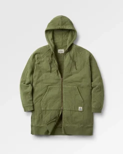 Getaway Recycelte Gesteppte Kapuzenjacke mit Reißverschluss - Khaki
