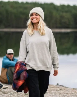 Heritage recycelte Baumwoll-Sweatshirt Oversized - Mittelgrau Meliert