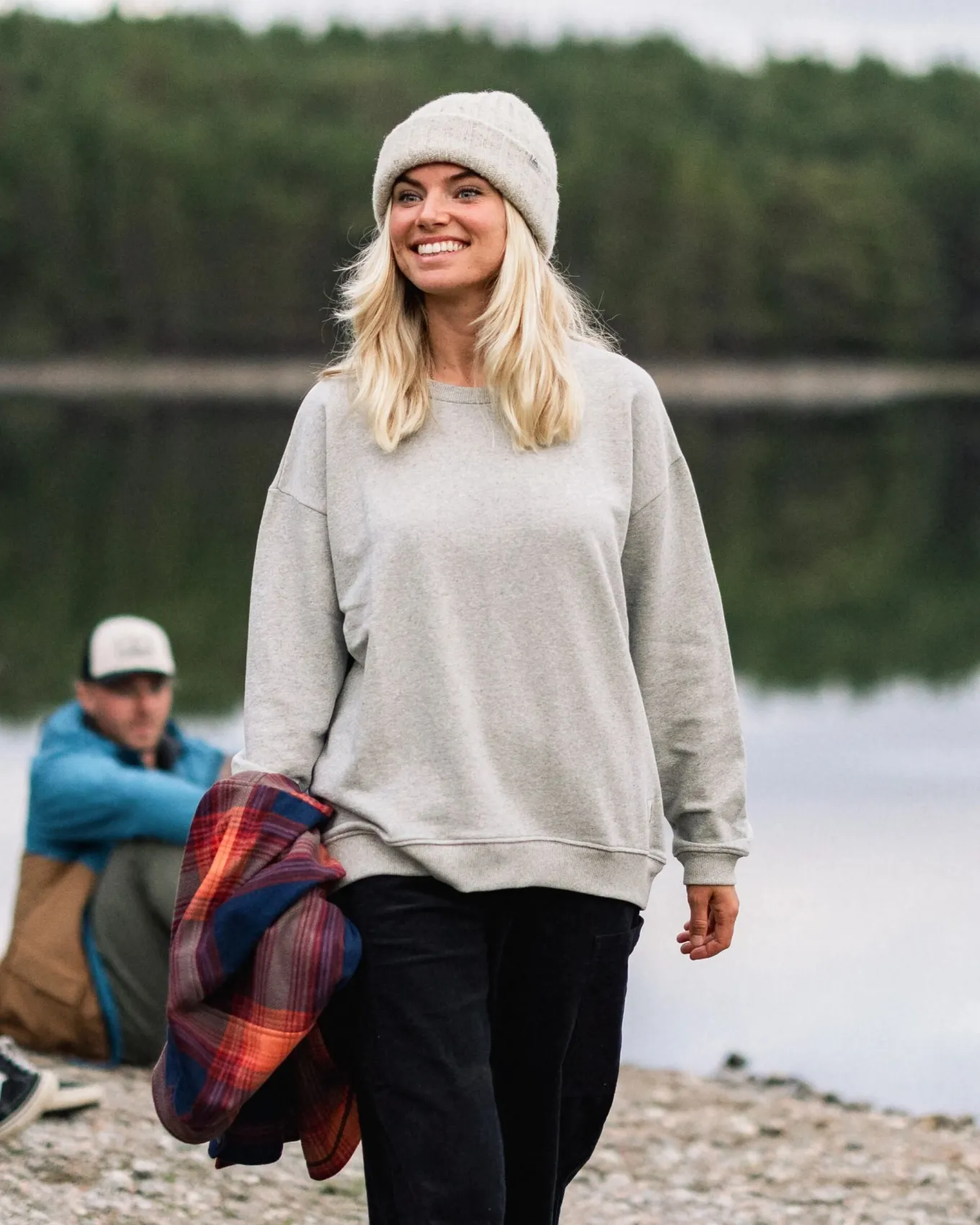 Heritage recycelte Baumwoll-Sweatshirt Oversized - Mittelgrau Meliert