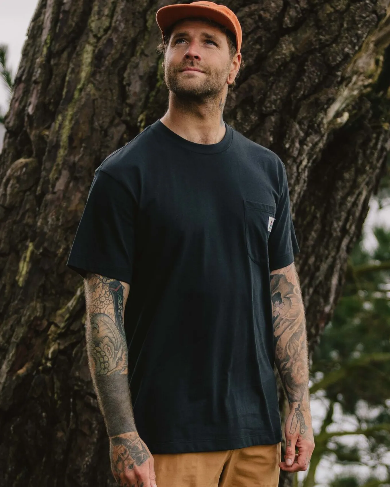 Heritage Recyceltes entspannte geschnittenes T-Shirt - Schwarz