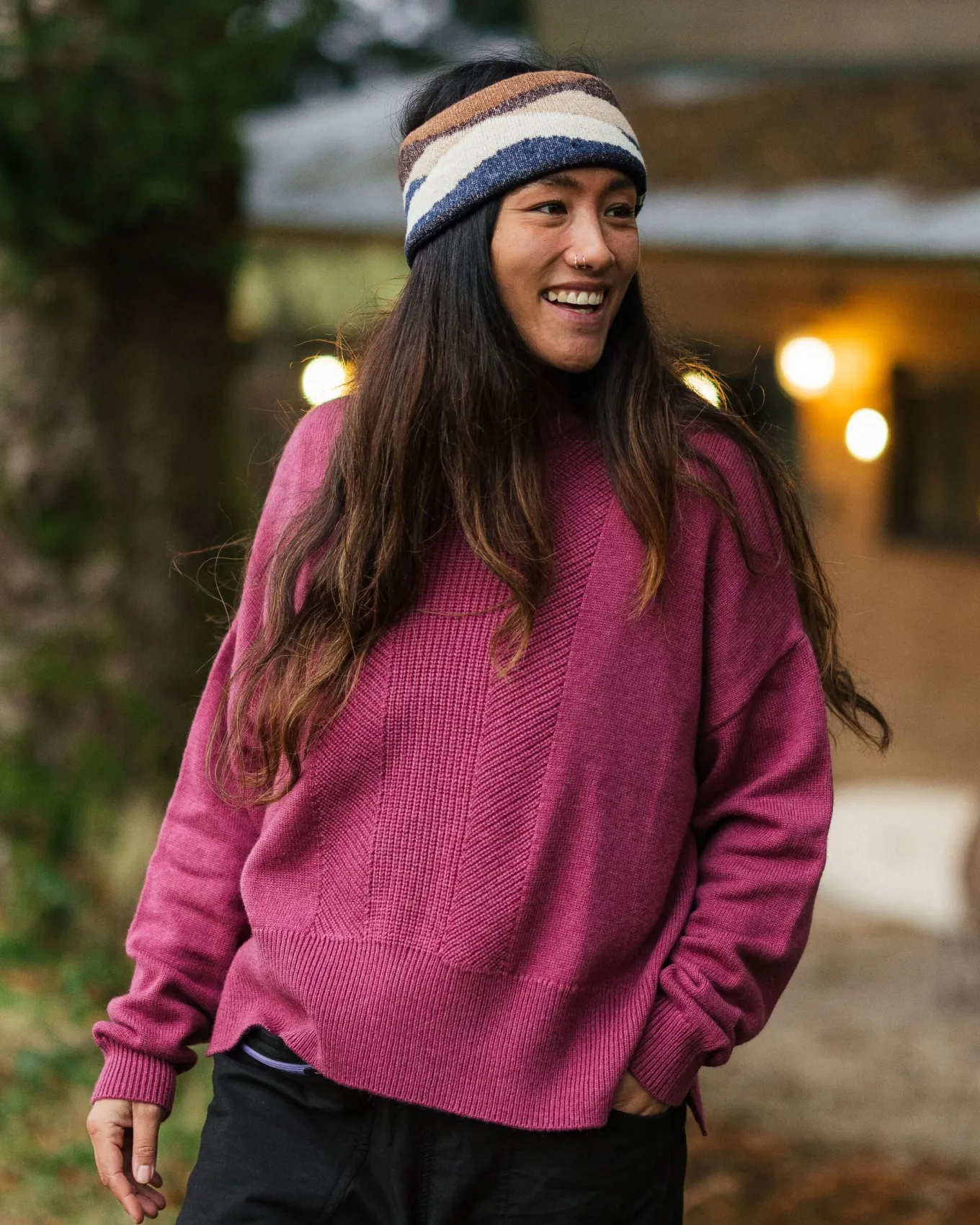 Hideout Übergroßer Bio-Strickpullover - Rhabarber