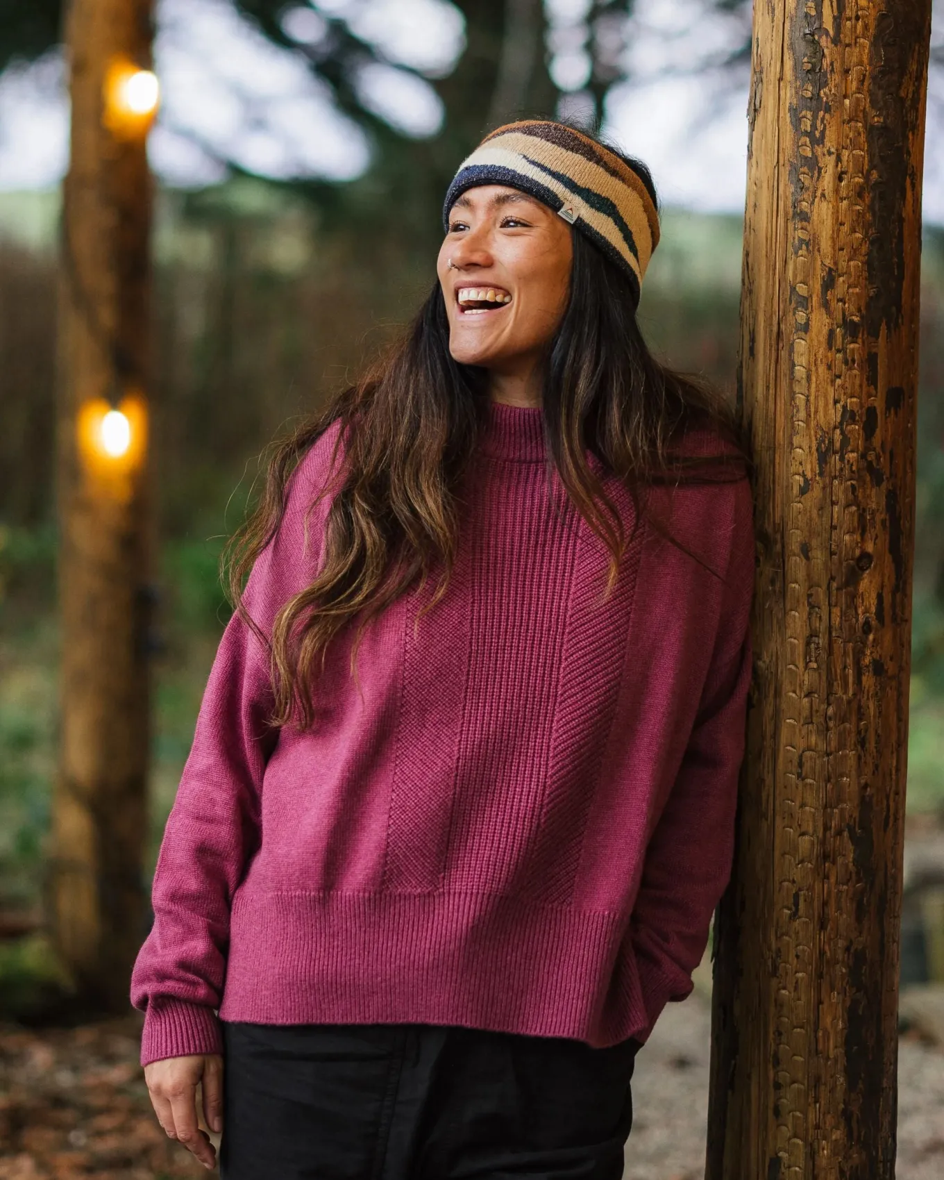 Hideout Übergroßer Bio-Strickpullover - Rhabarber
