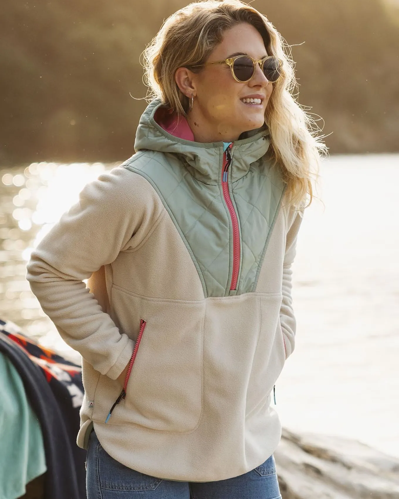 Juana Recyceltes Polar-Kapuzenfleece - Hafermehl