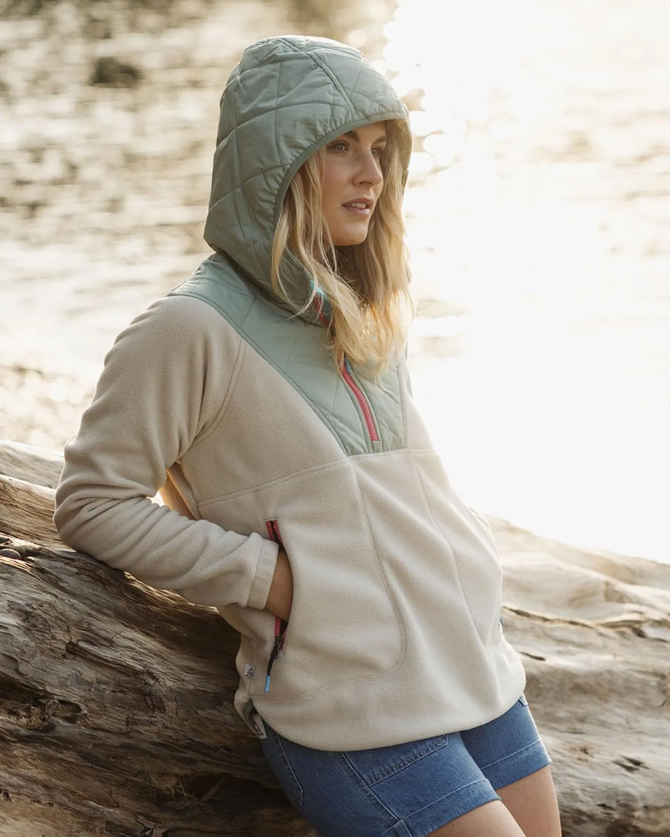 Juana Recyceltes Polar-Kapuzenfleece - Hafermehl