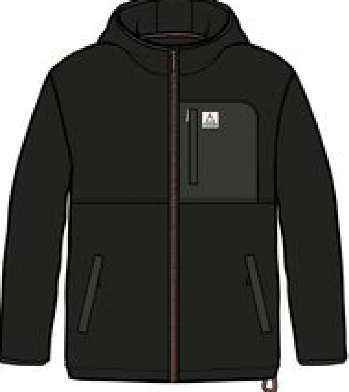 Loch Recyceltes Polarfleece mit Kapuze - Schwarz