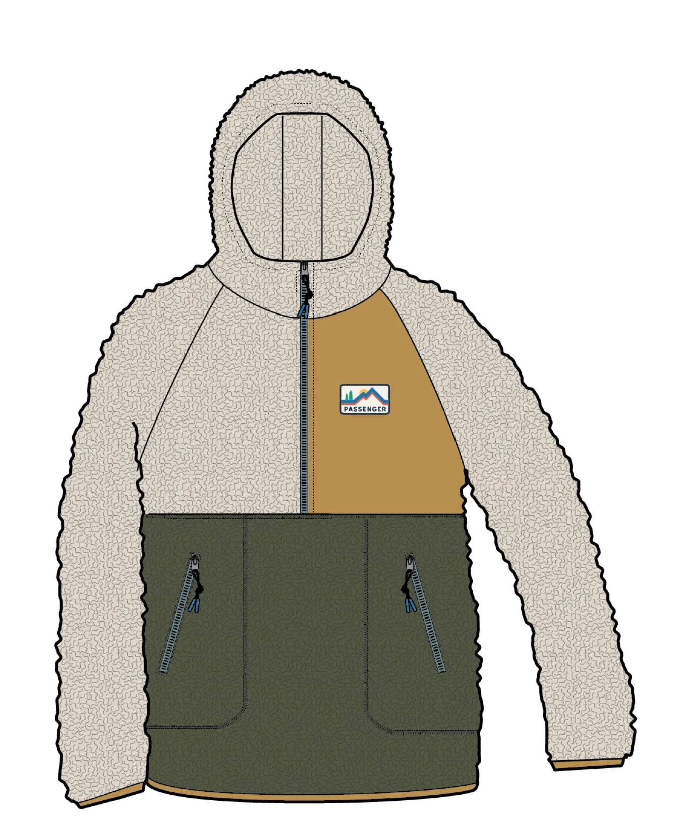 Maine 1/2 Zip Recyceltes Sherpa Fleece - Khaki