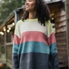 Moments Übergroßer Bio-Strickpullover - Limette Multi Streifen