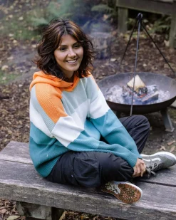 Moments Übergroßer Bio-Strickpullover mit Kapuze - Mehrfarbig gestreift