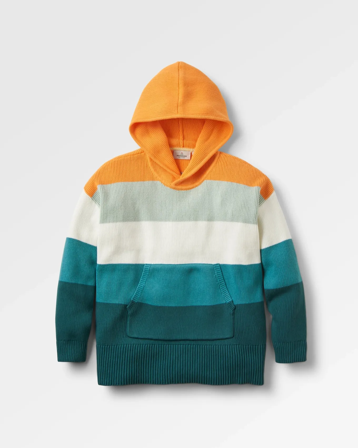 Moments Übergroßer Bio-Strickpullover mit Kapuze - Mehrfarbig gestreift