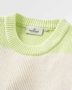 Moments Übergroßer Bio-Strickpullover - Limette Multi Streifen