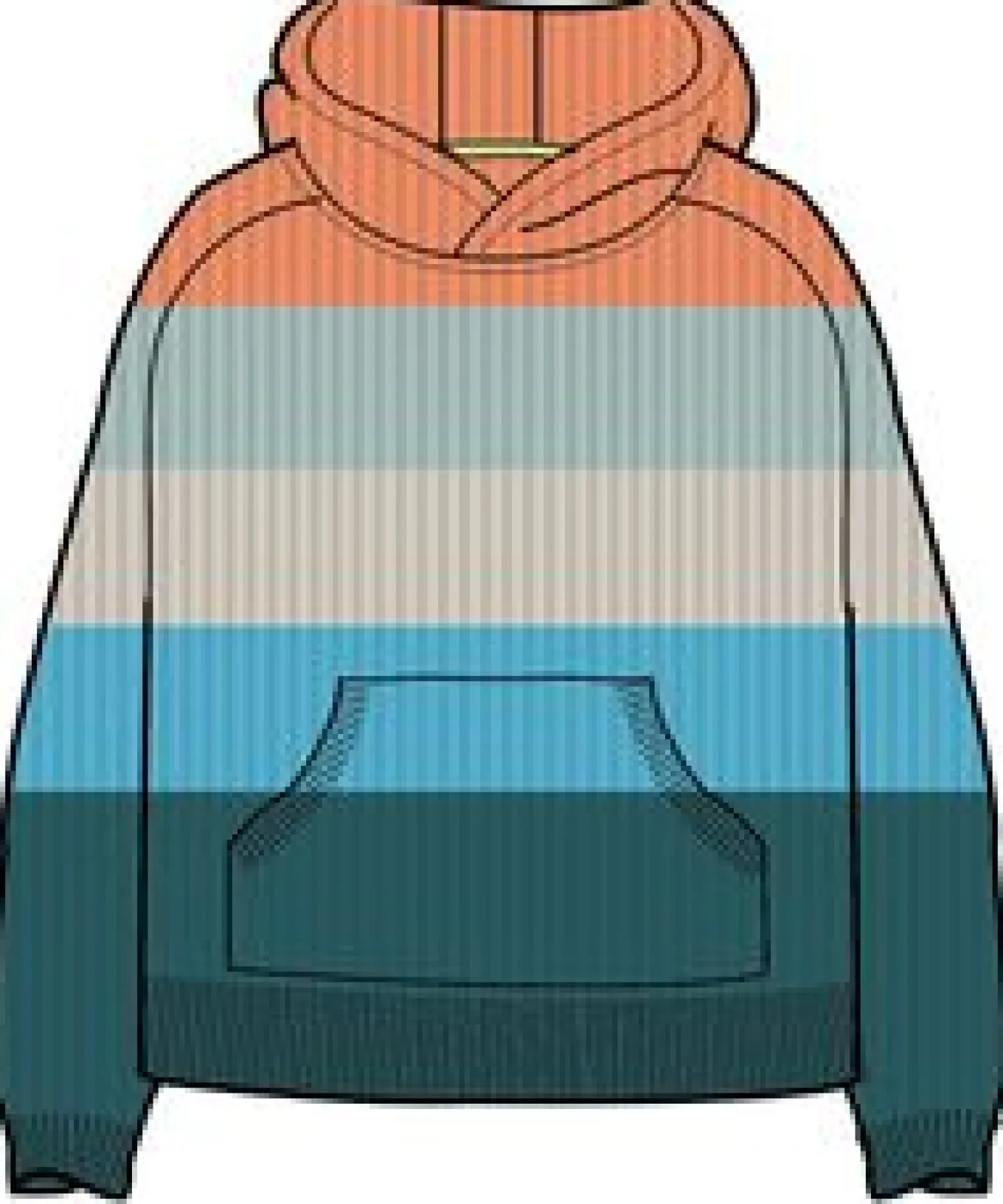 Moments Übergroßer Bio-Strickpullover mit Kapuze - Mehrfarbig gestreift