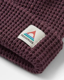 Moss Recycelte Doppelschichtige Waffelmuster Beanie - Tief Pflaume