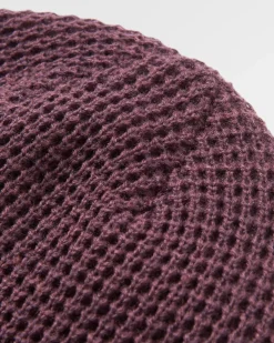Moss Recycelte Doppelschichtige Waffelmuster Beanie - Tief Pflaume