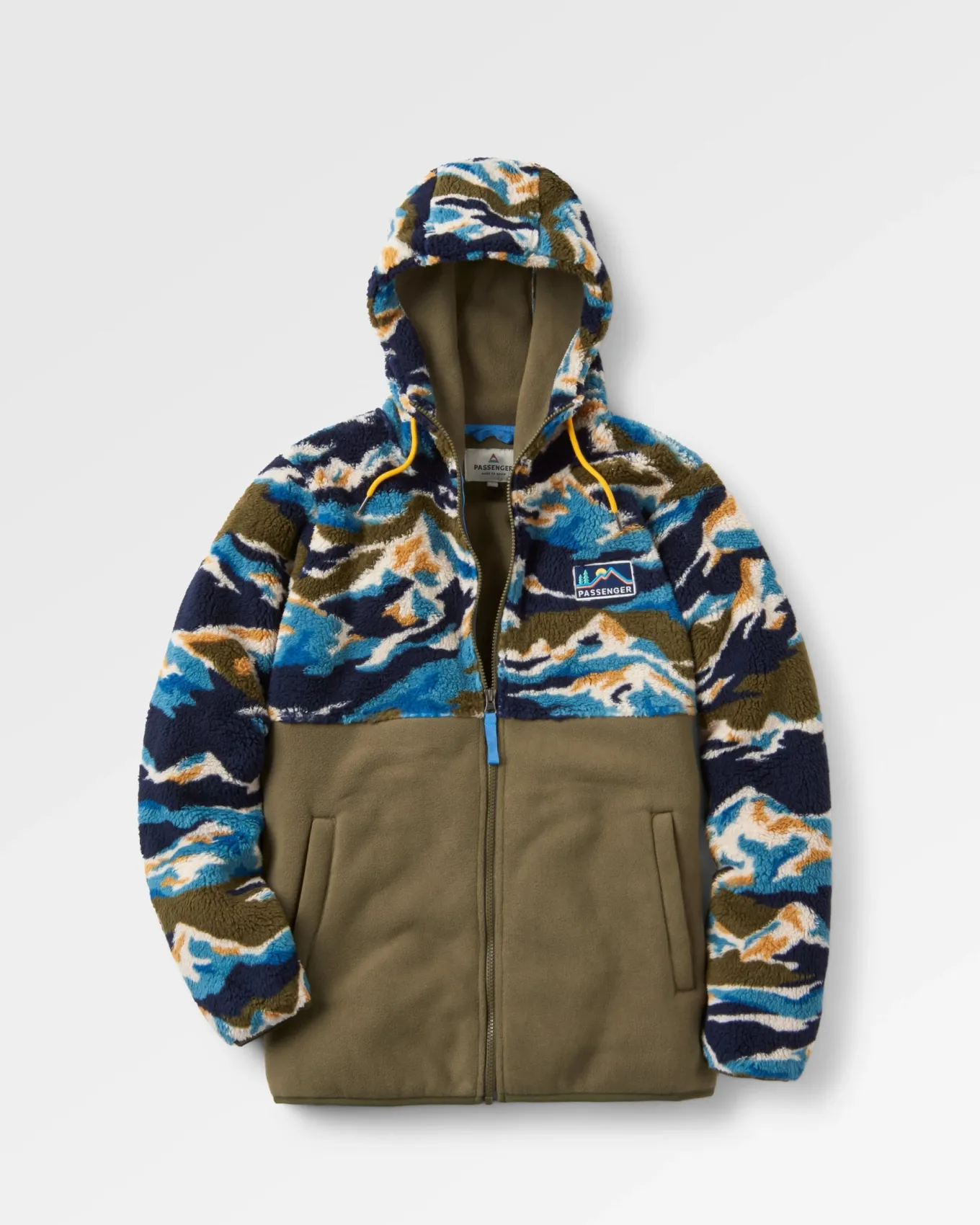 Nestling Recyceltes Polar-gefütterte Sherpa-Fleece - Bergszenen-Khaki