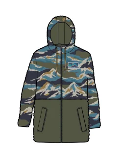 Nestling Recyceltes Polar-gefütterte Sherpa-Fleece - Bergszenen-Khaki