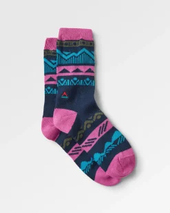 Nettle Organische Gemusterte Socken - Tiefes Marineblau