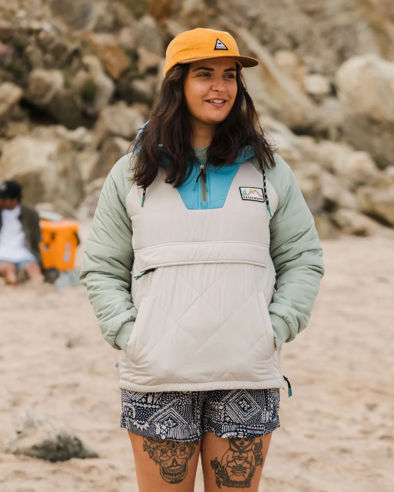 Ocean recycelte isolierte 1/2 Zip Jacke - Kieselgrau