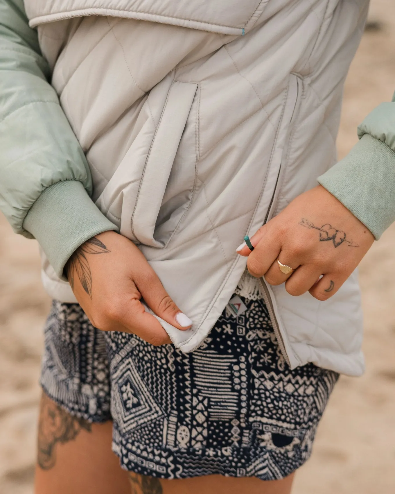 Ocean recycelte isolierte 1/2 Zip Jacke - Kieselgrau