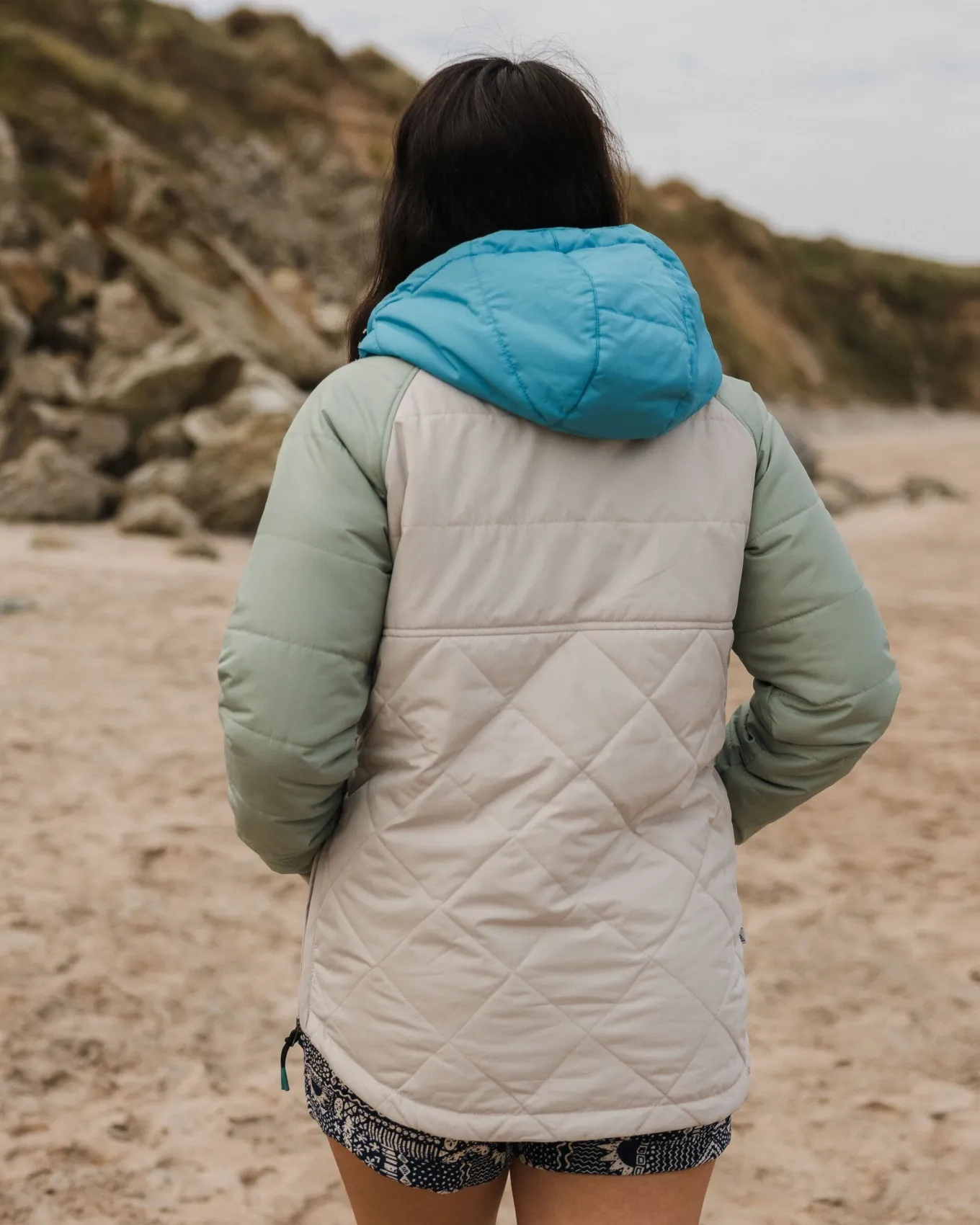 Ocean recycelte isolierte 1/2 Zip Jacke - Kieselgrau
