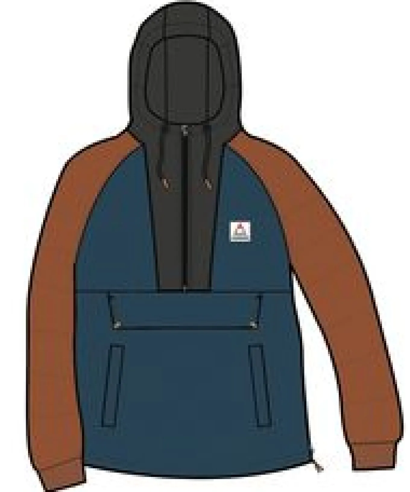 Oceanic recycelte isolierte 1/2 Zip Jacke - Gezeitenblau/Verbranntes Orange