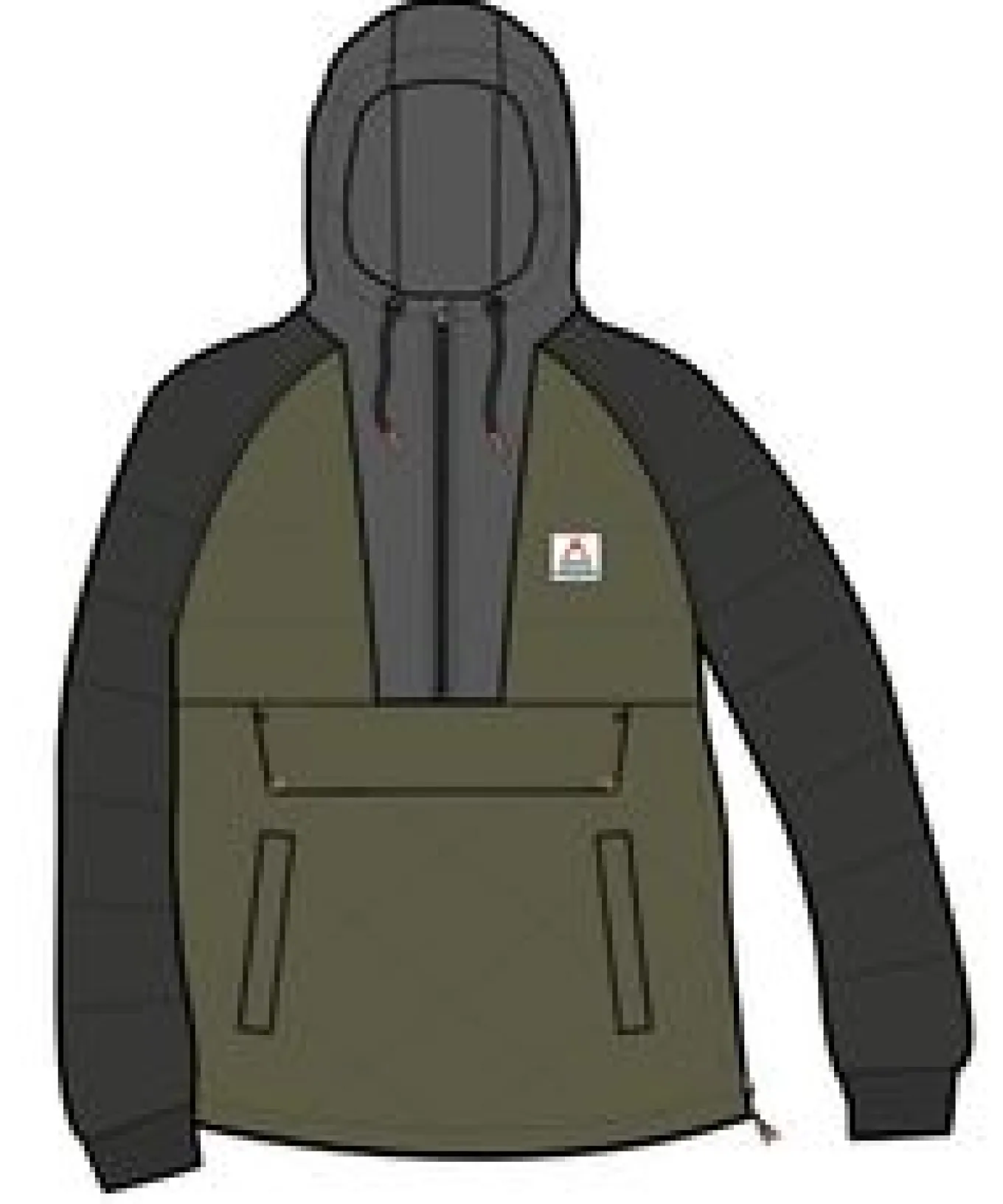 Oceanic Recycled Insulated 1/2 Zip Jacket - Black/Khaki