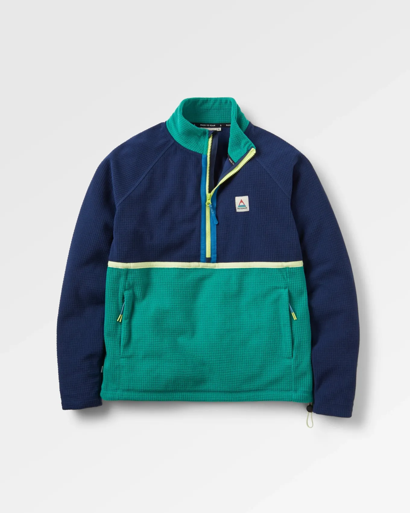 Off Trail recycelter Grid-Polarfleece - Sattes Marineblau/Grüner See