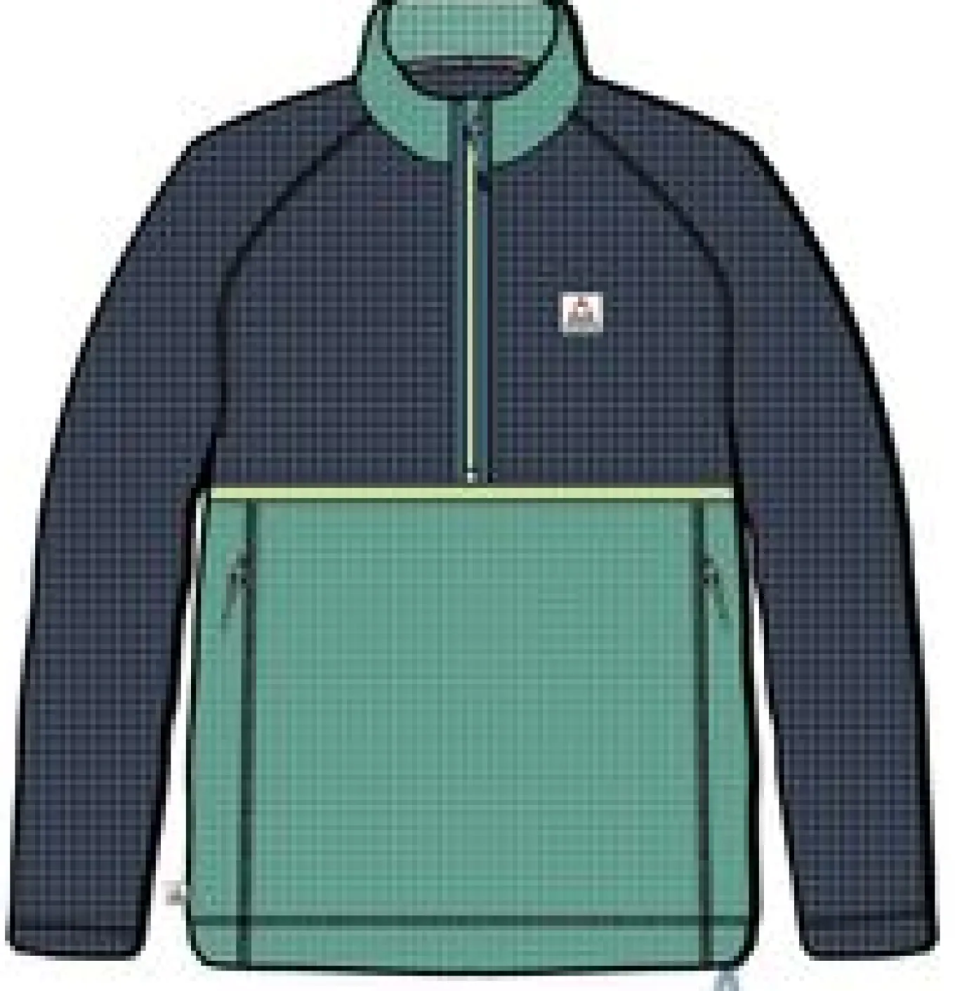 Off Trail recycelter Grid-Polarfleece - Sattes Marineblau/Grüner See