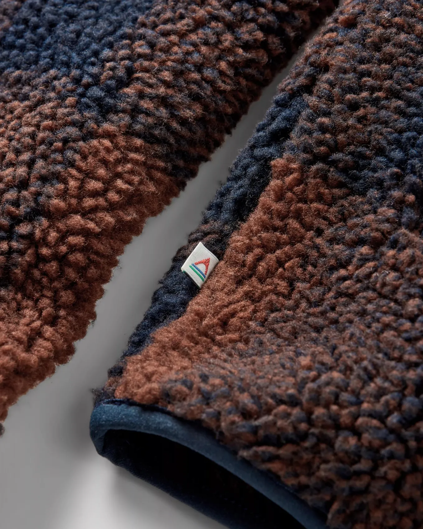 Offroad Recycelter Sherpa-Fleece mit halbem Reißverschluss - Kastanie/Tiefes Marineblau Karo
