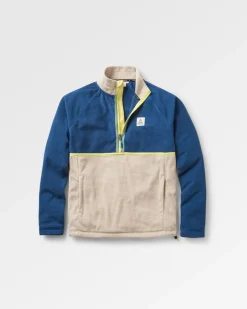 Overlook recyceltes Polar-Fleece im Gitterdesign - Dunkles Denim/Kieselgrau