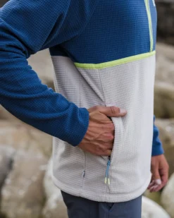Overlook recyceltes Polar-Fleece im Gitterdesign - Dunkles Denim/Kieselgrau