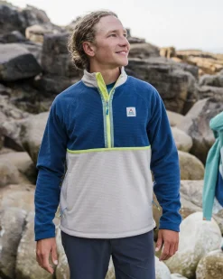Overlook recyceltes Polar-Fleece im Gitterdesign - Dunkles Denim/Kieselgrau