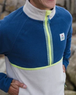 Overlook recyceltes Polar-Fleece im Gitterdesign - Dunkles Denim/Kieselgrau