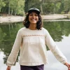 Petal Bio-Baumwoll-Langarmshirt - Vintage-Weiß