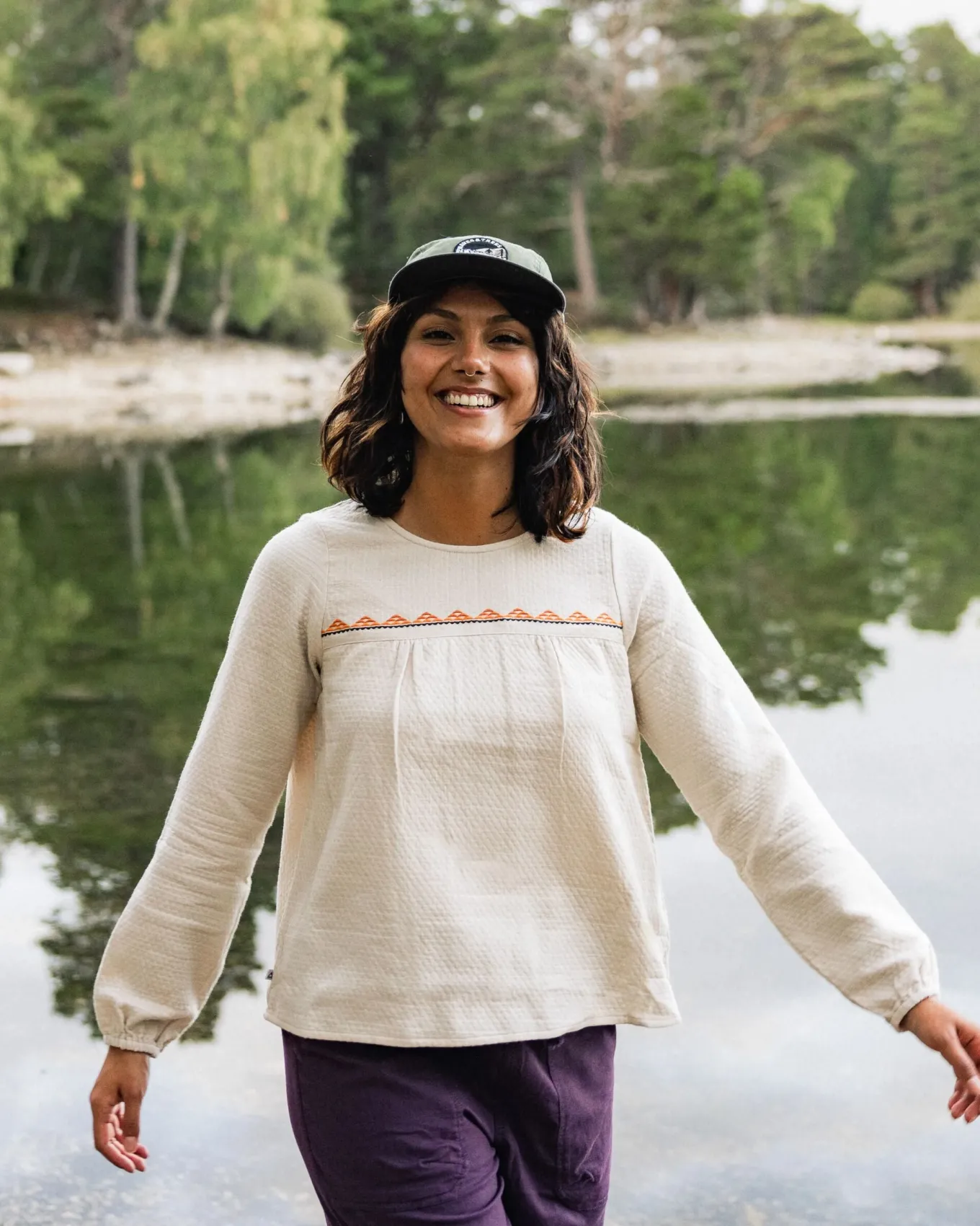 Petal Bio-Baumwoll-Langarmshirt - Vintage-Weiß
